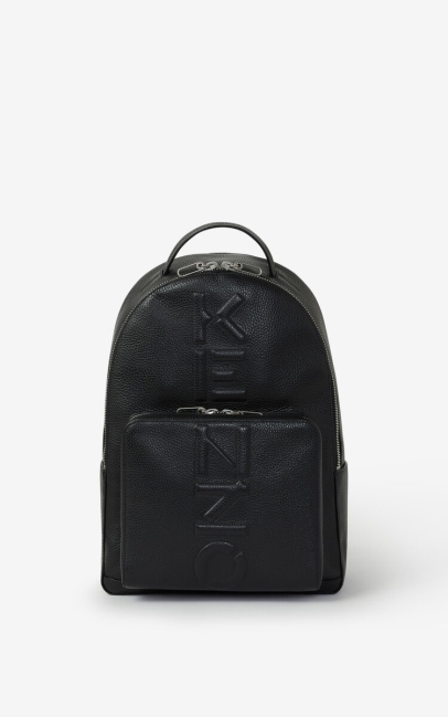 Kenzo Men Grained Leather Backpack Black